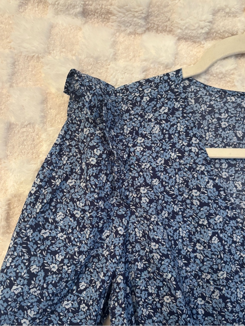 J. Crew Navy Floral Long Sleeve Dress 100  % cotton Size M - Picture 4 of 8